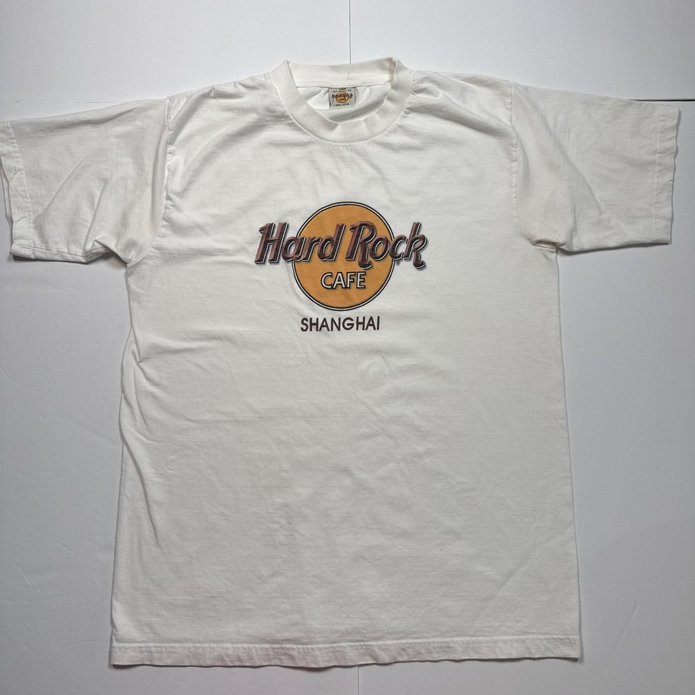 Vintage Hard Rock Cafe Shanghi Shirt Mens Large White Travel 90s Rare‎ Official